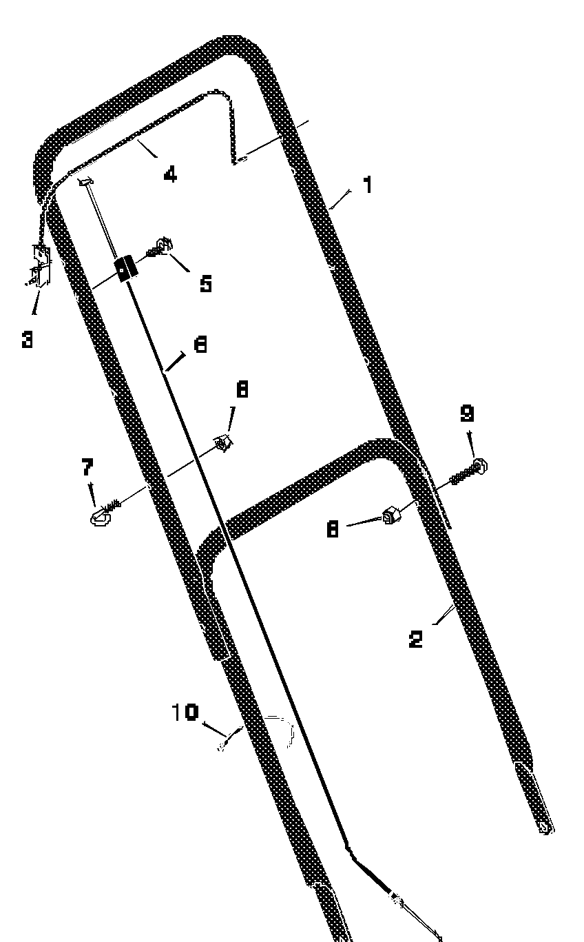 Handle Assembly Diagram and Parts List for 20223D 1997 Briggs and Stratton Lawn Mower